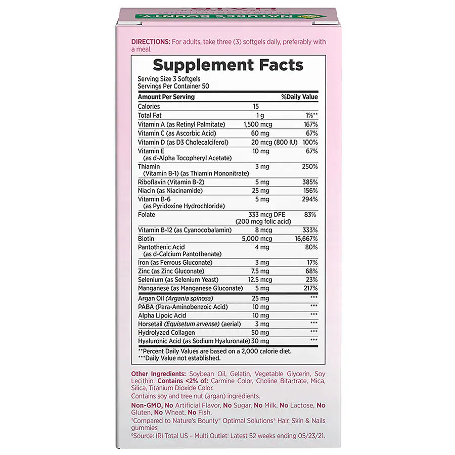 Nature's Bounty Gélules Extra Fortes pour Cheveux, Peau et Ongles