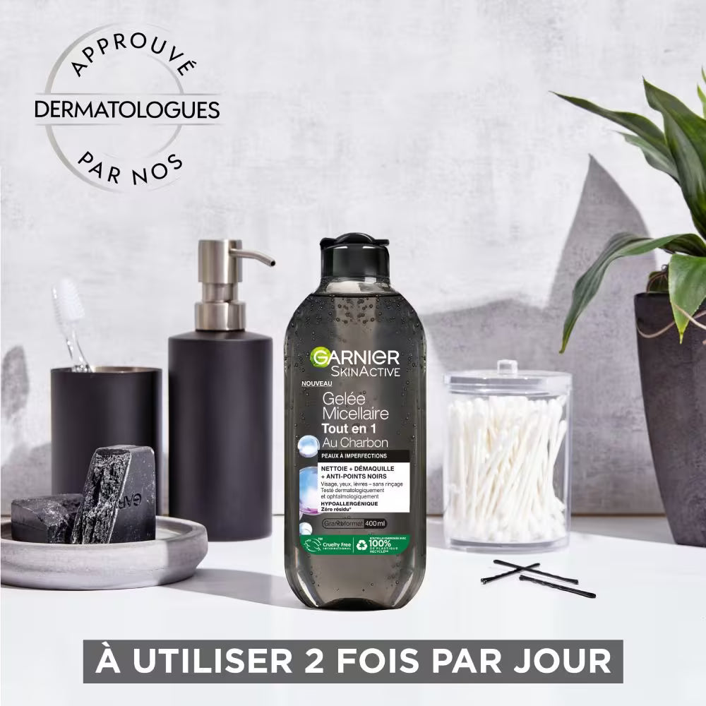 Gelée Micellaire Tout-en-1 au Charbon – Démaquillant, Nettoyant et Purifiant - Garnier