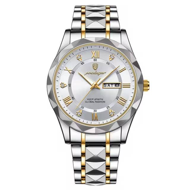 POEDAGAR 615 Montre étanche Quartz Homme - Gold White