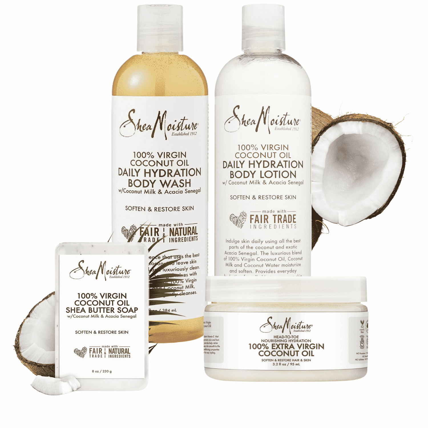 Shea Moisture Virgin Coconut Oil Gamme Corps - 4PCS