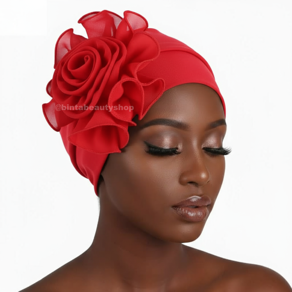 Bonnet Chapeau Fleur uni en fibre de bamboo Chic - Rouge Vif