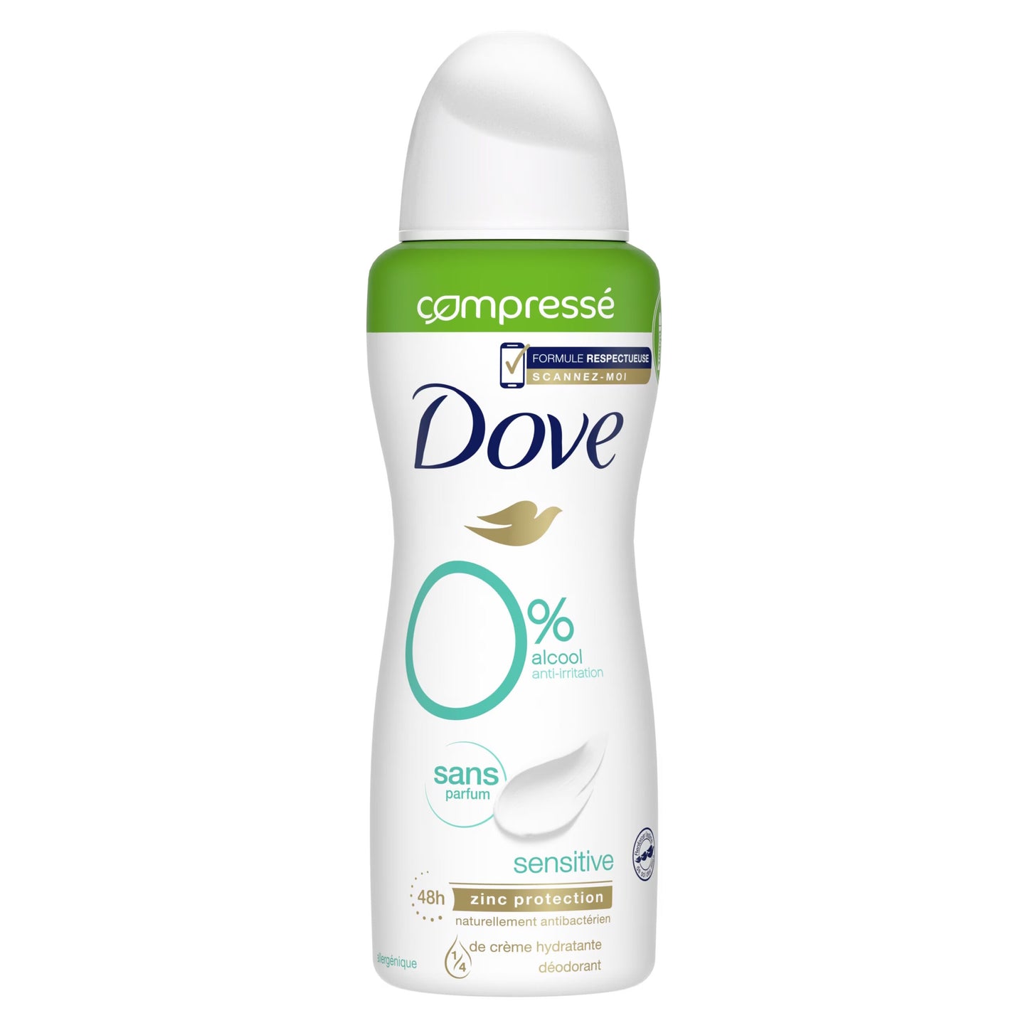 DOVE Déodorant 0% anti-transpirant Compressé - Sensitive