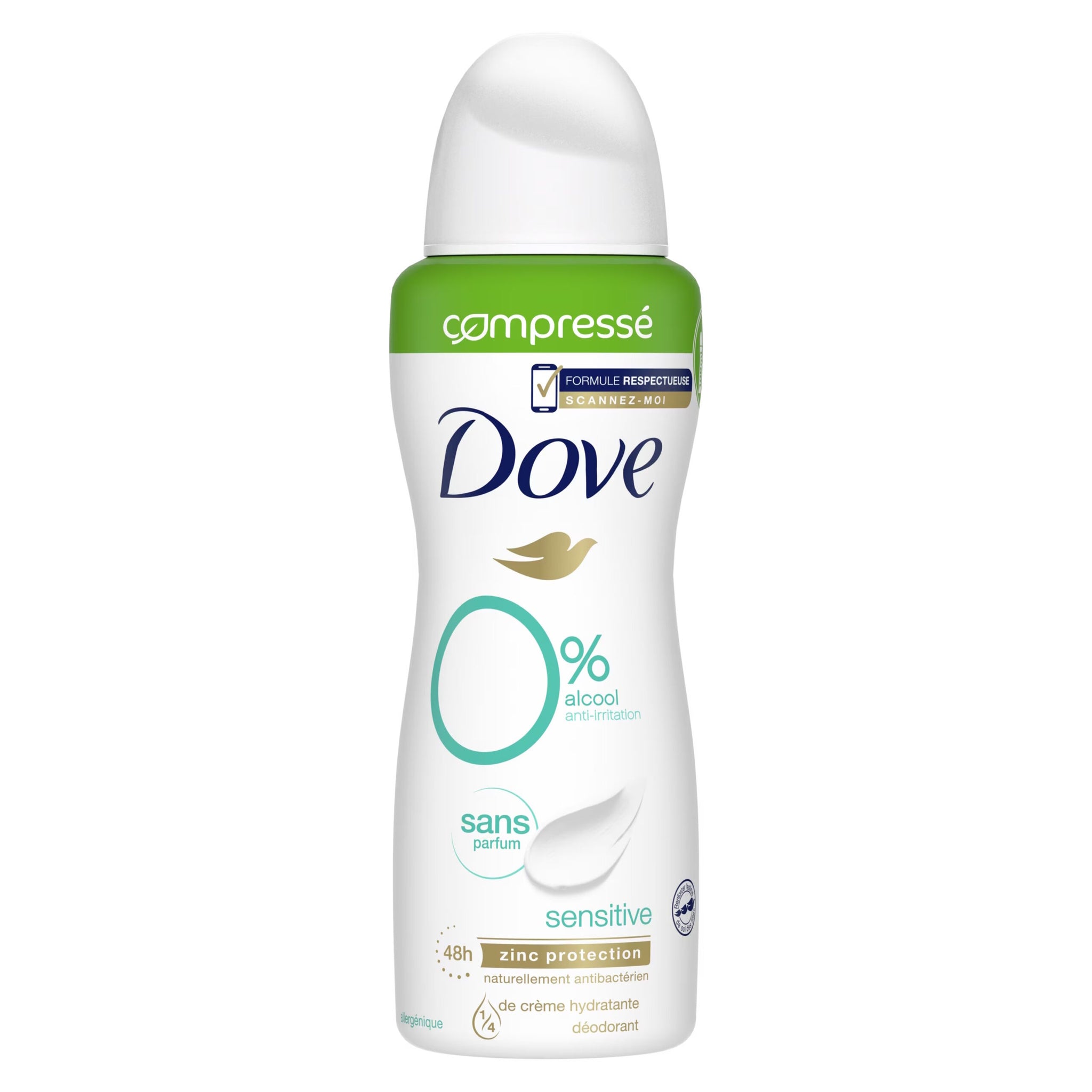 DOVE Déodorant 0% anti-transpirant Compressé - Sensitive