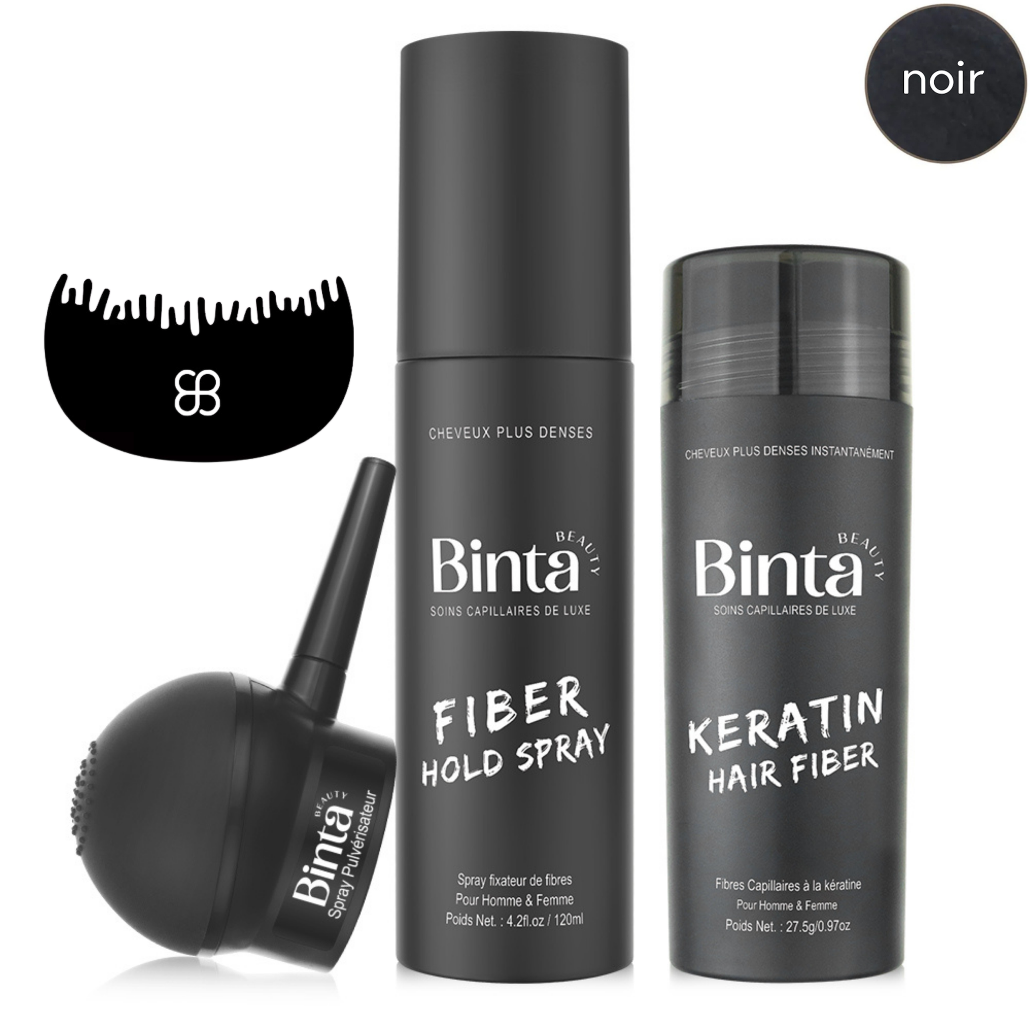 BintaBeauty Fibres Capillaires Densifiantes - Gamme Noir