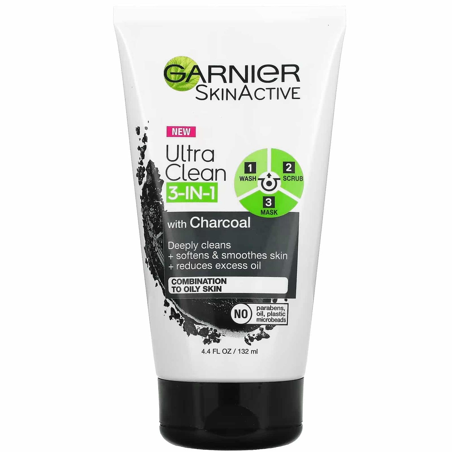 Garnier SkinActive Ultra Clean 3-en-1 au charbon, 132 ml