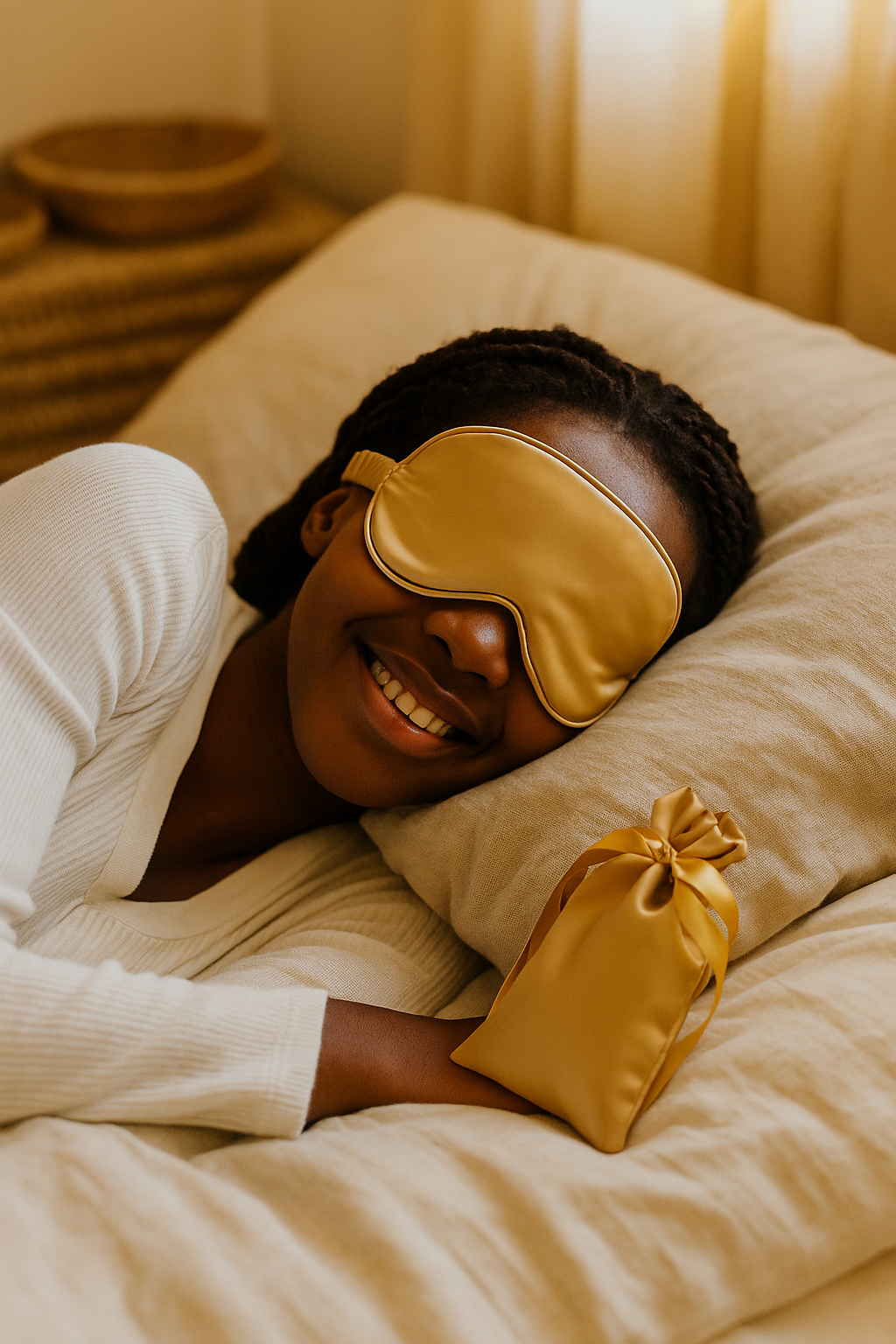 Binta Beauty Masque de nuit Sommeil - Satin de soie + Pochon OFFERT