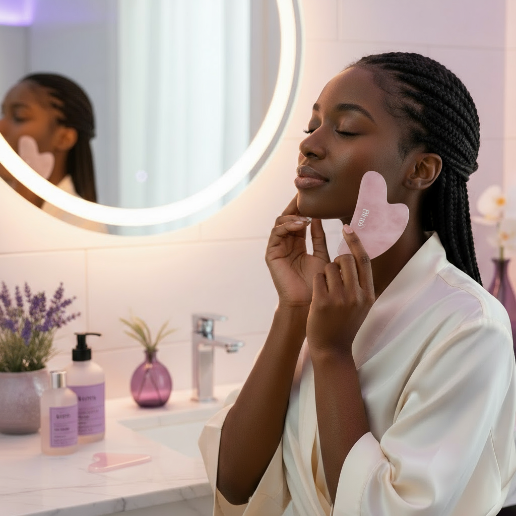 BintaBeauty Gua Sha Quartz Rose Visage Et Cou jade