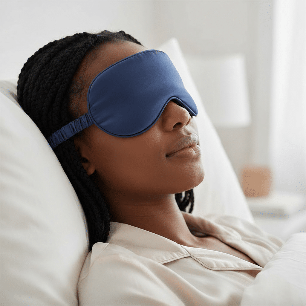 Binta Beauty Masque de nuit Sommeil - Satin de soie + Pochon OFFERT - Bleu de Nuit