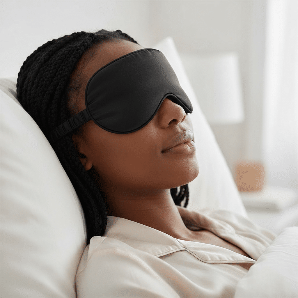 Binta Beauty Masque de nuit Sommeil - Satin de soie + Pochon OFFERT - Noir