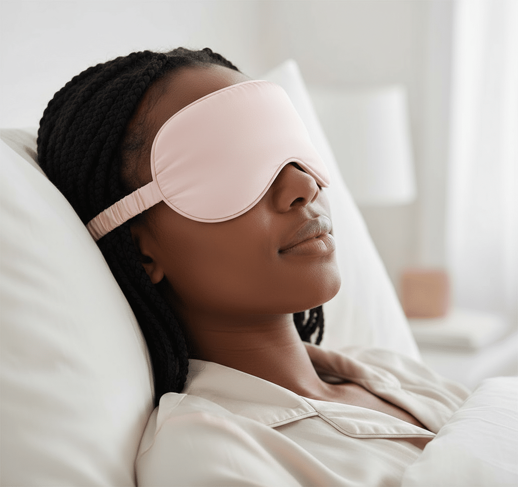 Binta Beauty Masque de nuit Sommeil - Satin de soie + Pochon OFFERT - Rose doré