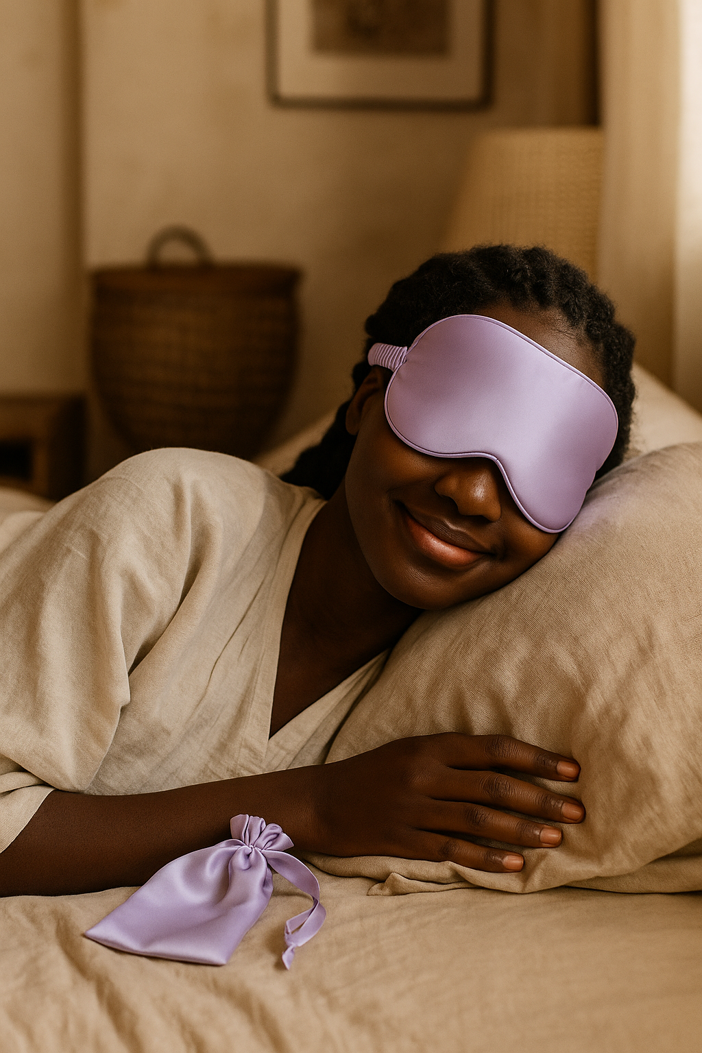 Binta Beauty Masque de nuit Sommeil - Satin de soie + Pochon OFFERT