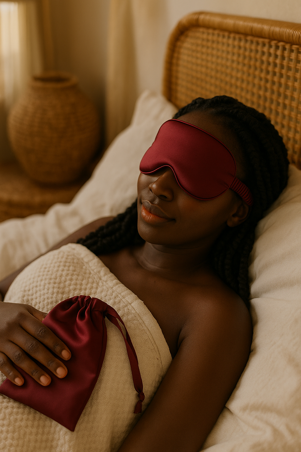 Binta Beauty Masque de nuit Sommeil - Satin de soie + Pochon OFFERT