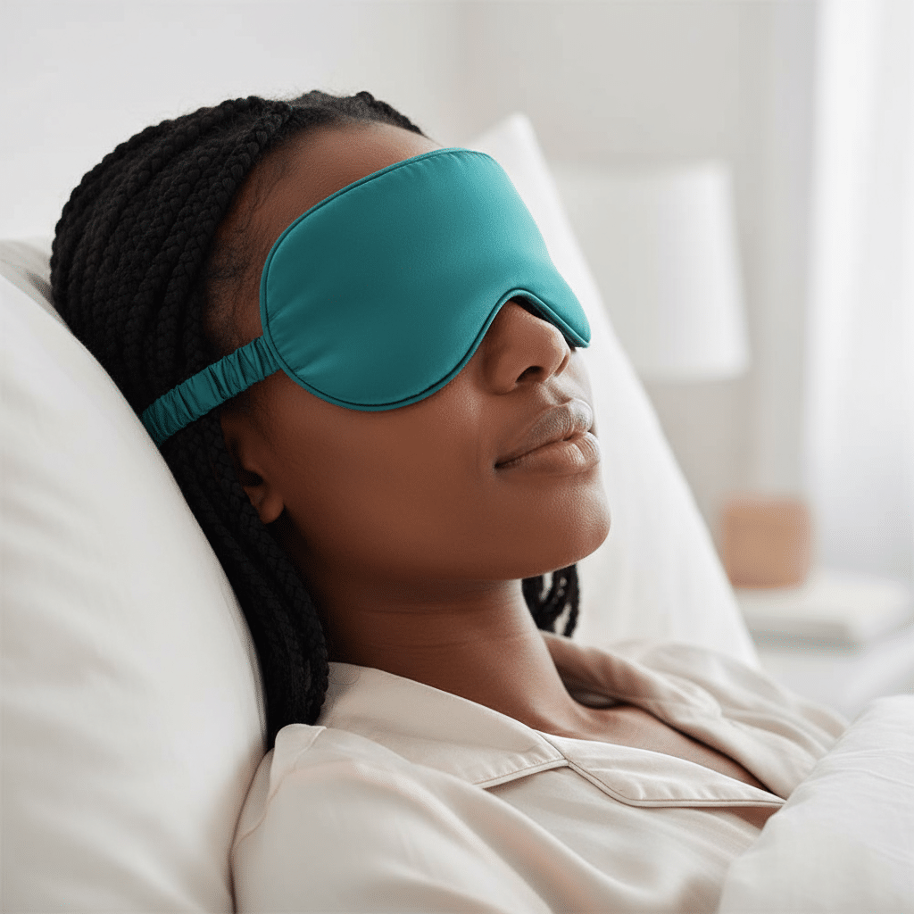 Binta Beauty Masque de nuit Sommeil - Satin de soie + Pochon OFFERT - Vert Foncé