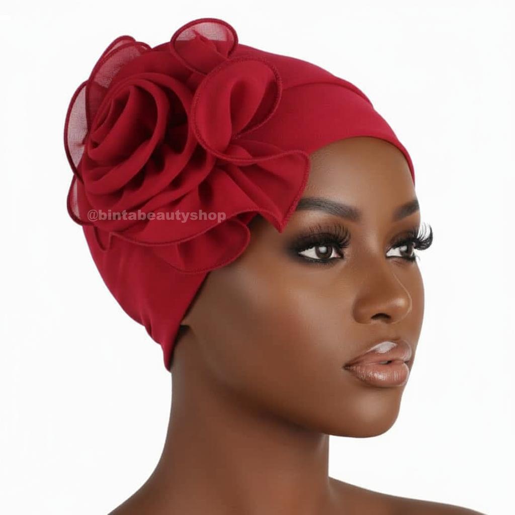 Bonnet Chapeau Fleur uni en fibre de bamboo Chic - Rouge Foncé